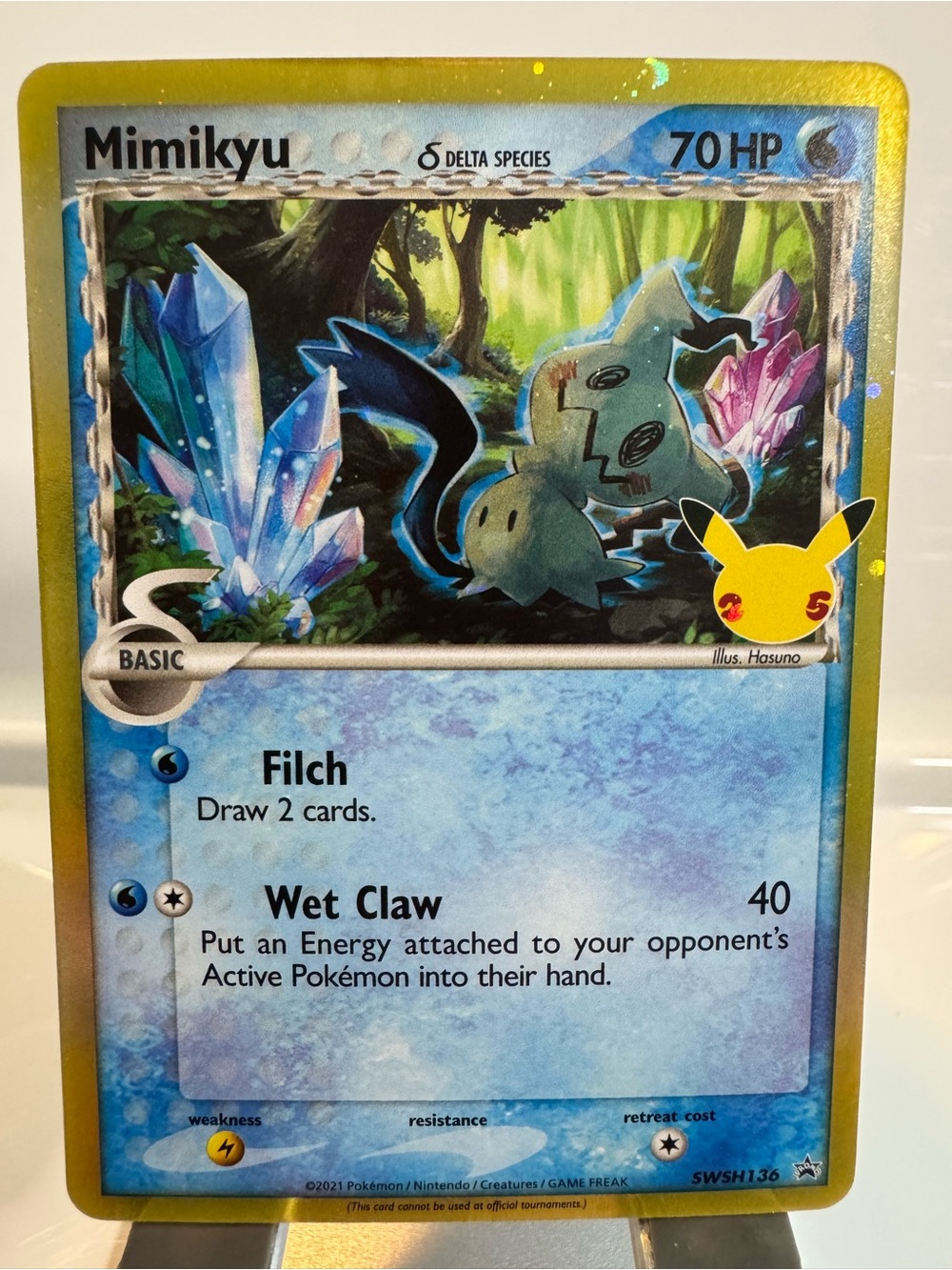Pokémon TCG Mimikyu Delta Species SWSH136 Black Star Promo Holo Card